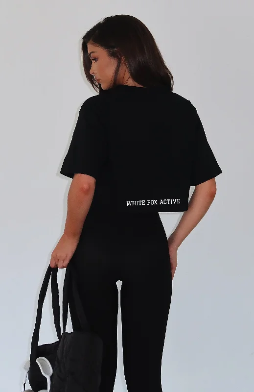 Home Stretch Oversized Cropped Tee Black