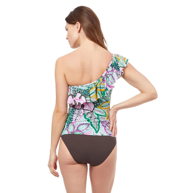 Tropic Boom One Shoulder Tankini Swim Top