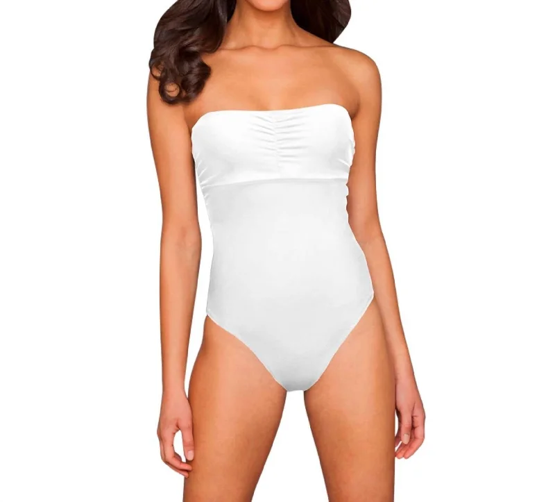 Underwire Bandeau One Piece Swimsuit In White