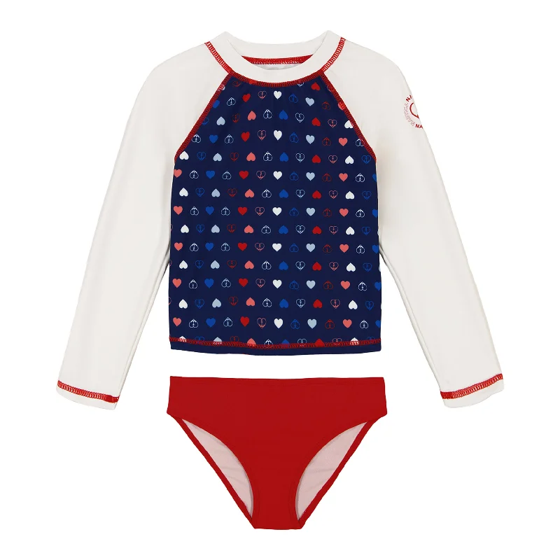 Nautica Little Girls' Heart Rash Guard Skirt Set (4-6X)