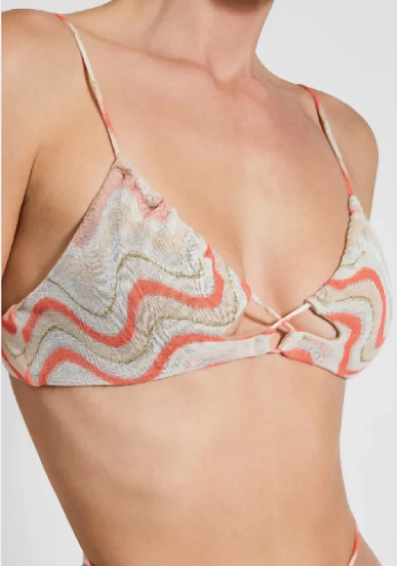 Lou Wavy Cross Top In Coral Wave