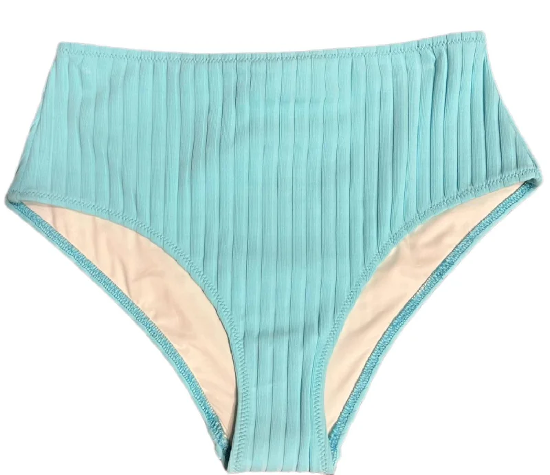 Ribbed High Waisted Bikini Bottom In Fresh Air