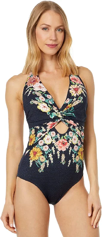 Johnny Was Women Twist Keyhole Halter Neck One-Piece Swimwear Multicolor