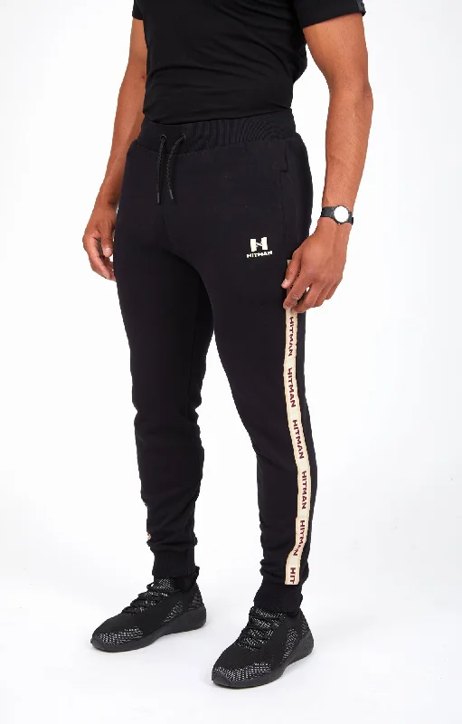 BLACK - JOGGERS- CREAM TAPE