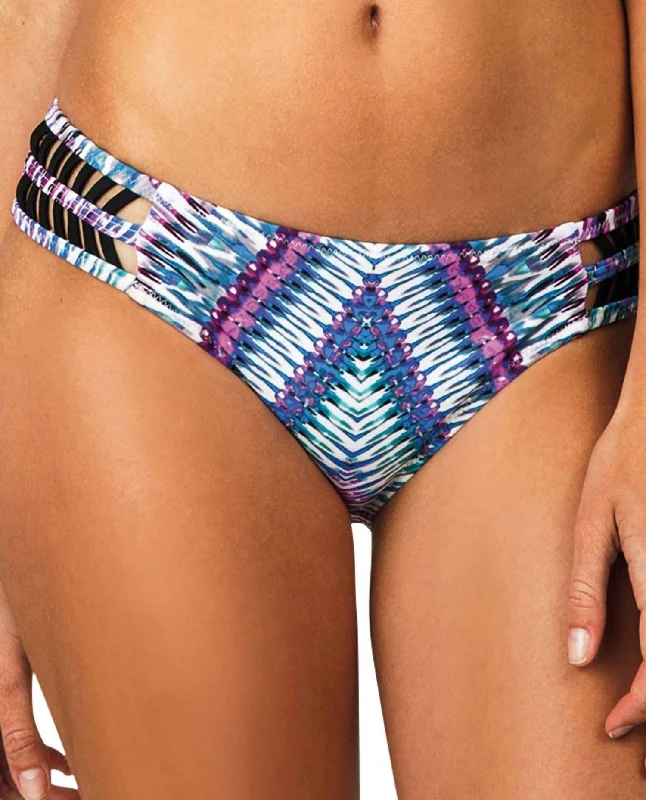 Women's Moderate Bikini Bottom In Stolen Heart Lattice Cocoa