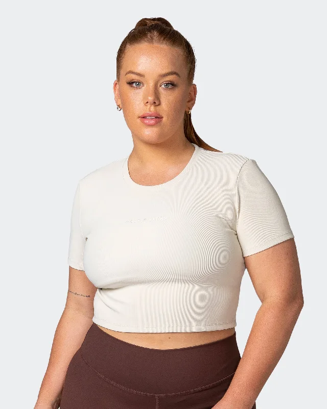 Off Duty Rib Cropped Tee - Cream