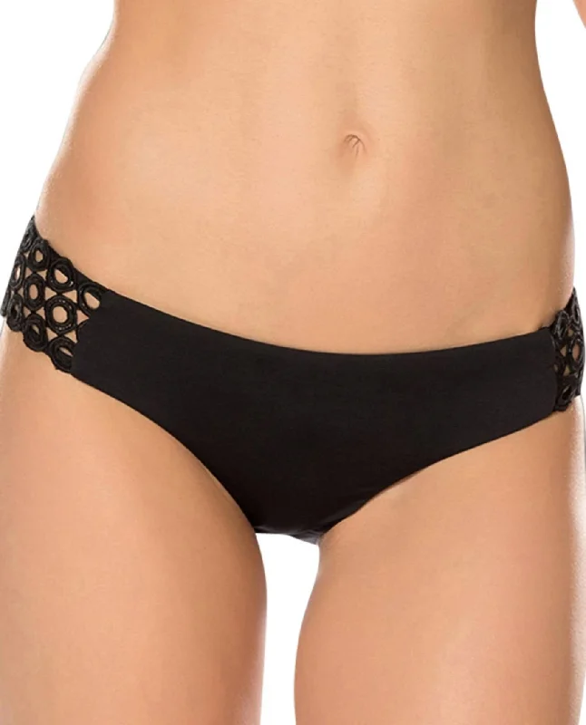 Women's Siren Open Ringlet Hipster Bikini Bottom In Black