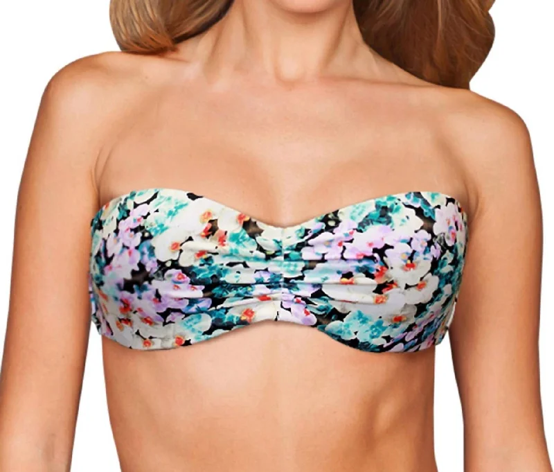 Center Ruched Bandeau Bikini Top In Eden