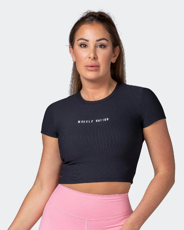 Off Duty Rib Cropped Tee - Black