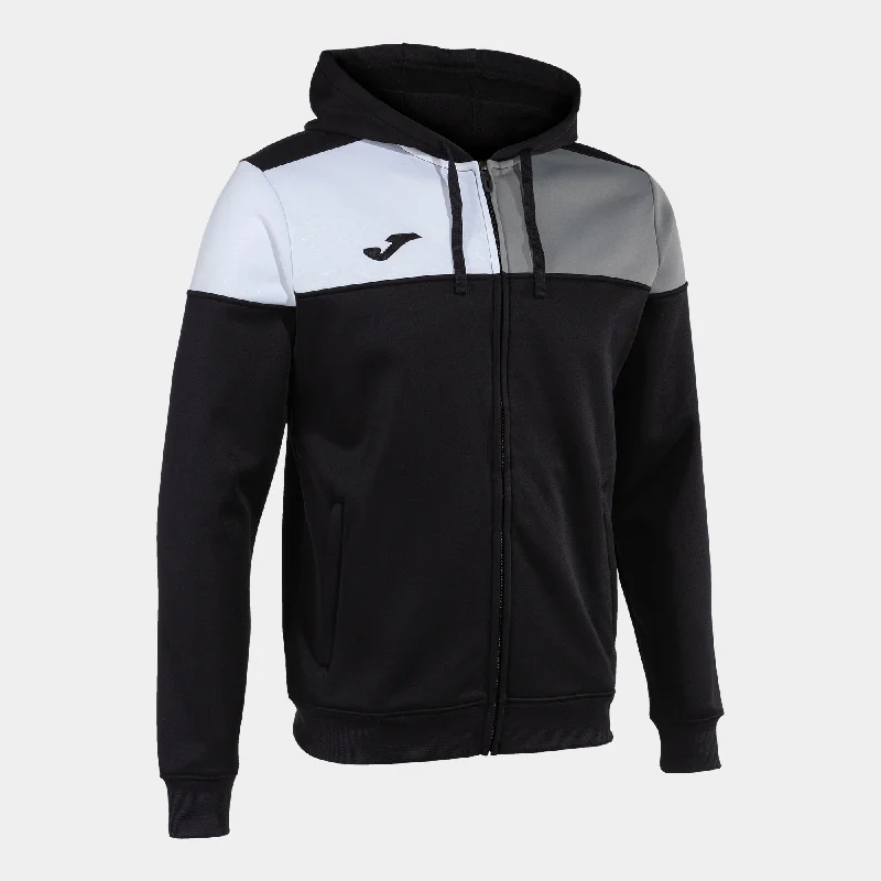 Joma Crew V Hoodie Jacket (Black/Medium Grey/White)