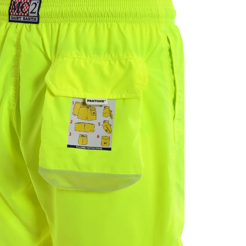 MC2 St. Barth Men's Neon Green Lightweight Fabric Men's Swim Shorts Trunks Pantone, XX-Large