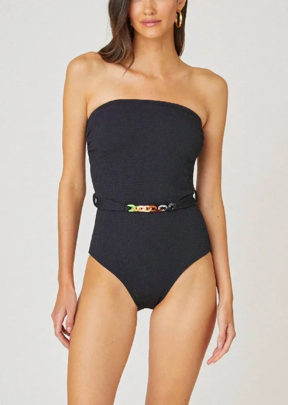 Belted One Piece Swimsuit In Jet