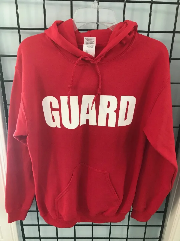 Red Gildan Guard Hooded Sweatshirt