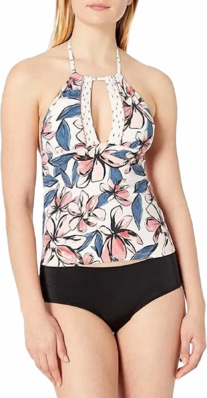 High-Neck Tankini Top In Pink