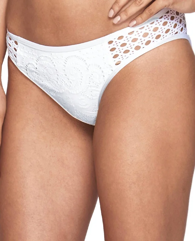 Moderate Coverage Hipster Bikini Bottom In Inspired White