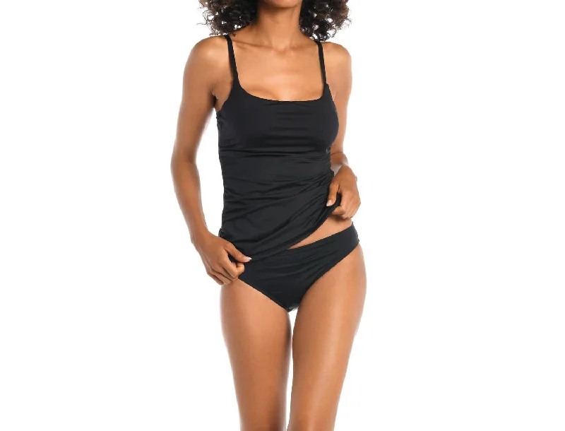 Island Goddess Lingerie Strap Tankini Top In Black