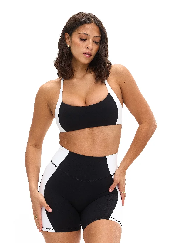 Aurora Sports Bra - Onyx Black and White