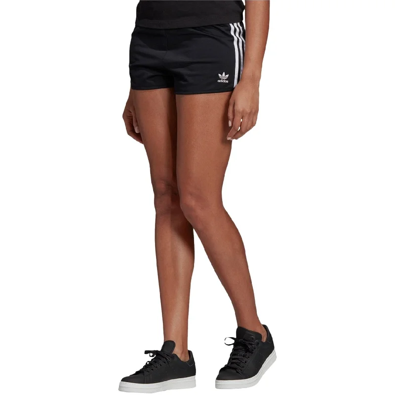 Adidas Womens 3-Stripes Athletic Workout Shorts, Black, Large