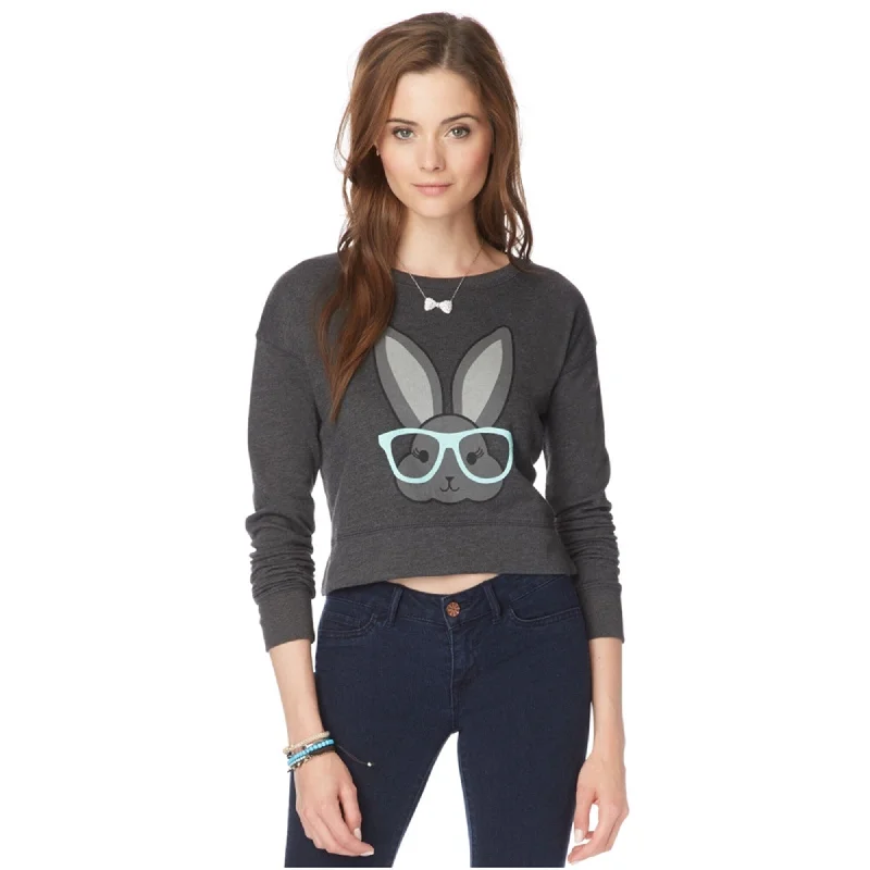 Aeropostale Womens Bunny Crop Sweatshirt, Grey, X-Large