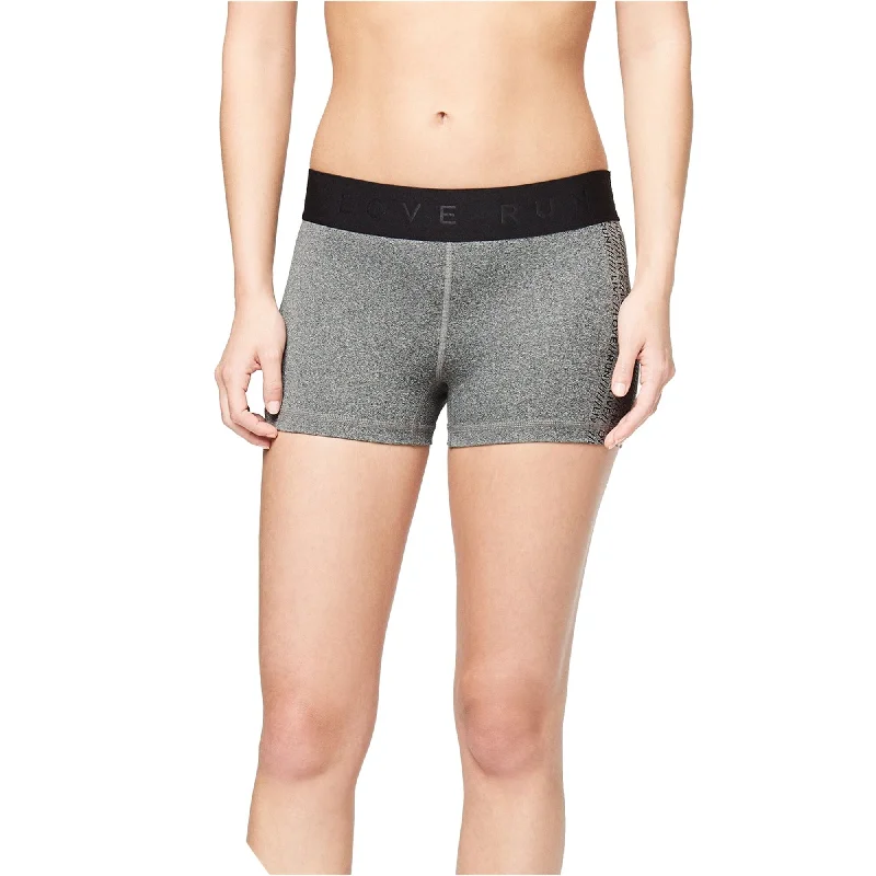 Aeropostale Womens Rubber Logo Athletic Compression Shorts, Grey, Medium