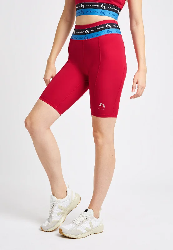 Cycling Shorts with Logo Waistband-Pink