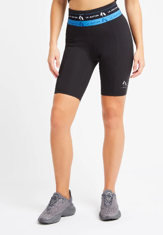 Black Cycling Shorts with logo waistband