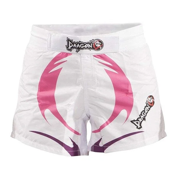 Dragon Do Women's MMA Shorts, BJJ, Muay Thai, Kickboxing, Traning - Cool Women - White - Small