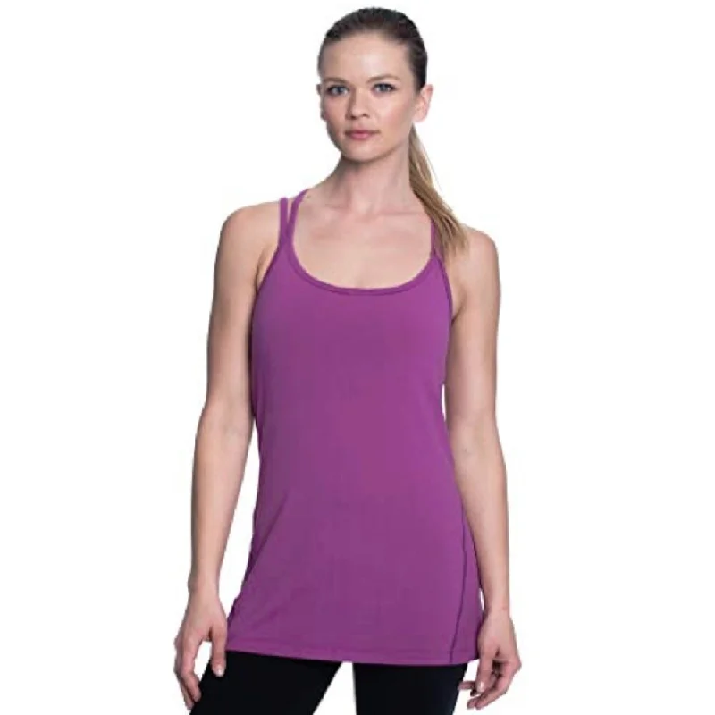 Gaiam Women's Strappy Racerback Tank Top with Built In Medium Impact Sports Bra Size Small - Purple