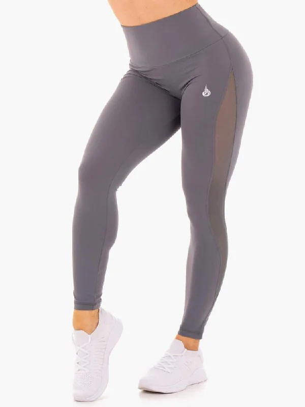 HYPE HIGH WAISTED MESH LEGGINGS - CHARCOAL