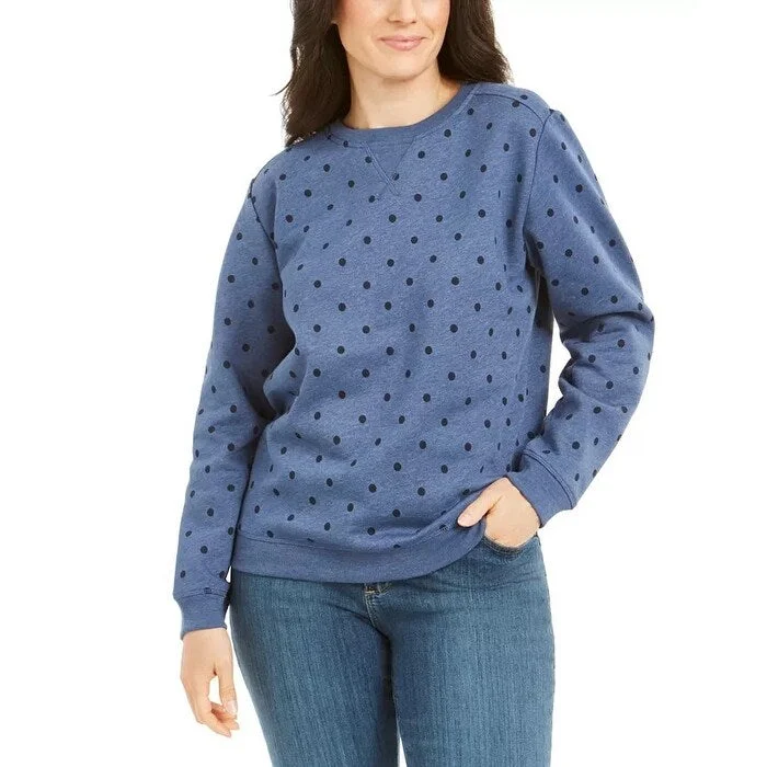 Karen Scott Women's Sport Dot Print Sweatshirt Blue Size Small