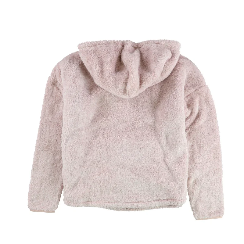 Lounge Affair Womens Fleece 1/2 Zip Hoodie Sweatshirt, Pink, Medium