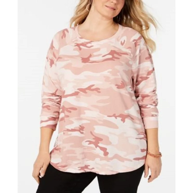 Love Tribe Women's Trendy Plus Size Camo-Print Sweatshirt Pink Size 3X