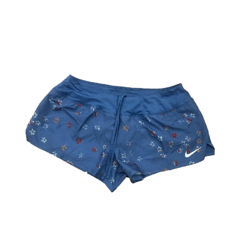 Nike Women's Dri-FIT Printed Running Shorts Blue Size Large