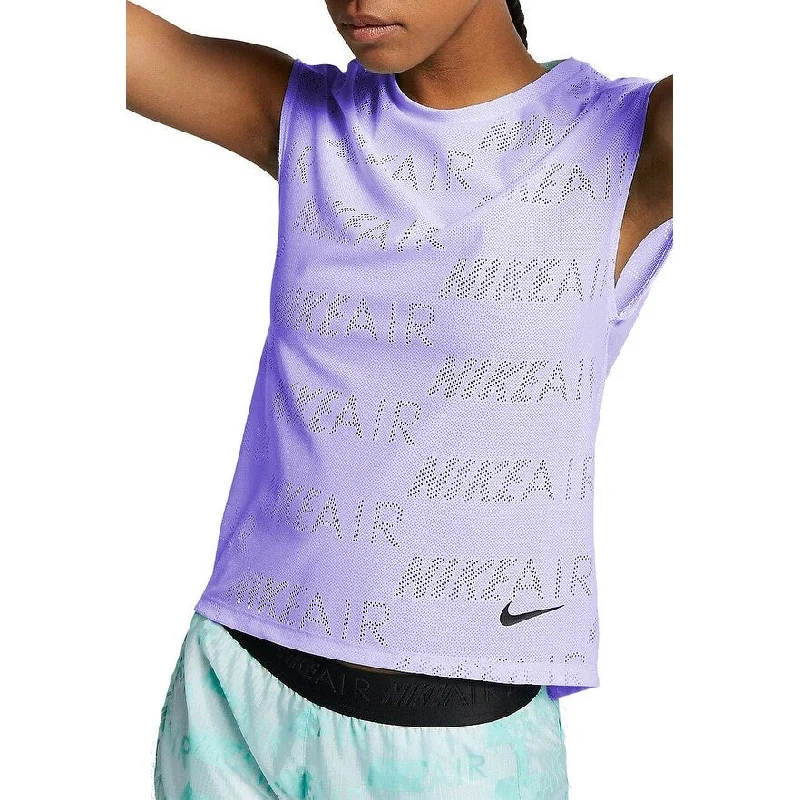 Nike Women's Plus Short-Sleeve Running Top Purple Size Extra Large - X-Large