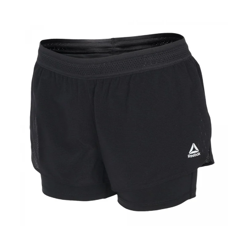 Reebok Womens OSR Epic 2-In-1 Athletic Workout Shorts, Black, Large