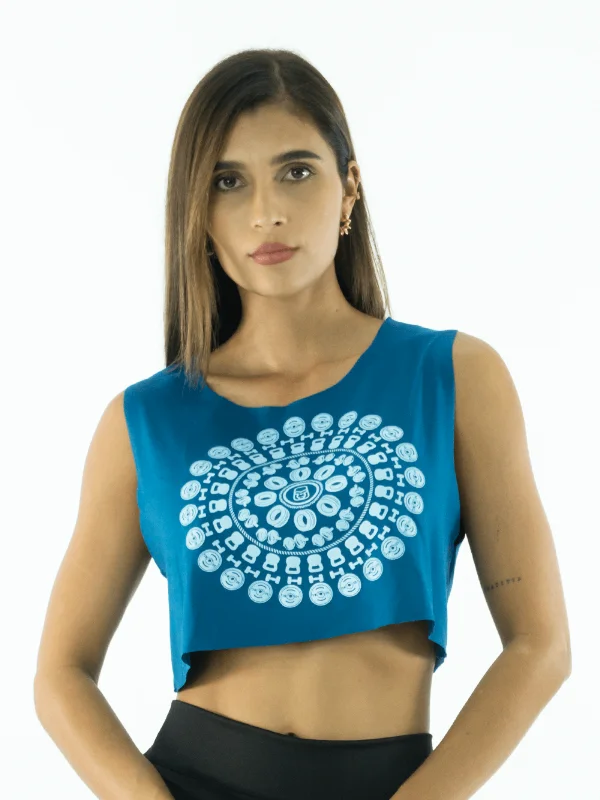 Sleeveless Crop Tank - Blue