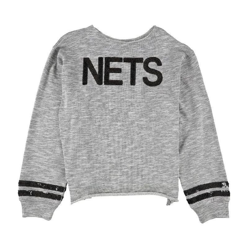 Touch Womens Brooklyn Nets Sequined Sweatshirt, Grey, Medium