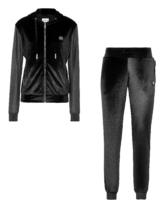 Velvet Jogging tracksuit:Top/Trousers Skull strass