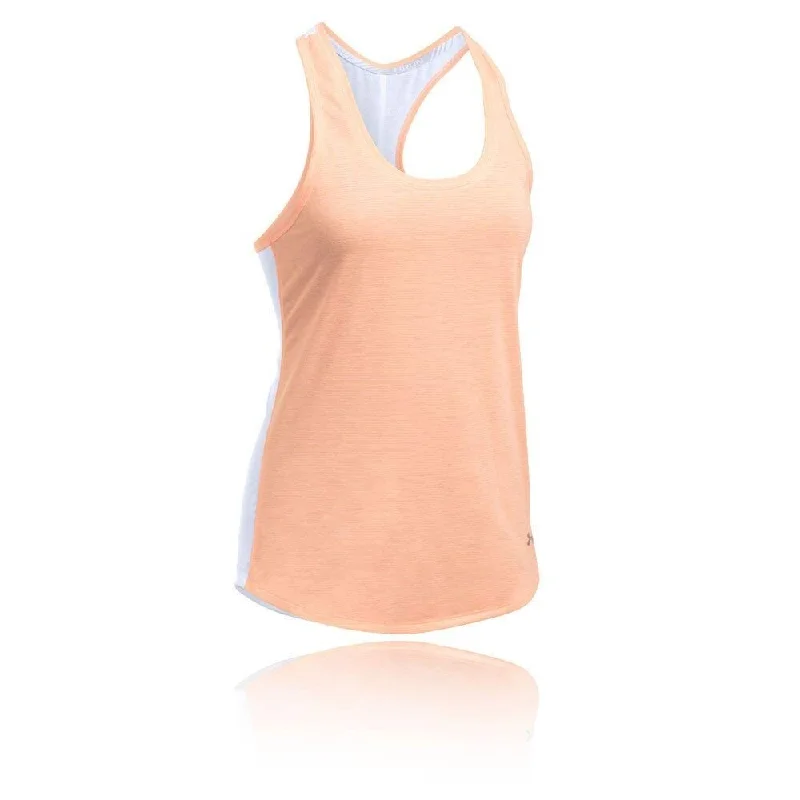 Women's Under Armour 1294520 UA Threadborne Mesh Running Tank Top Peach Large